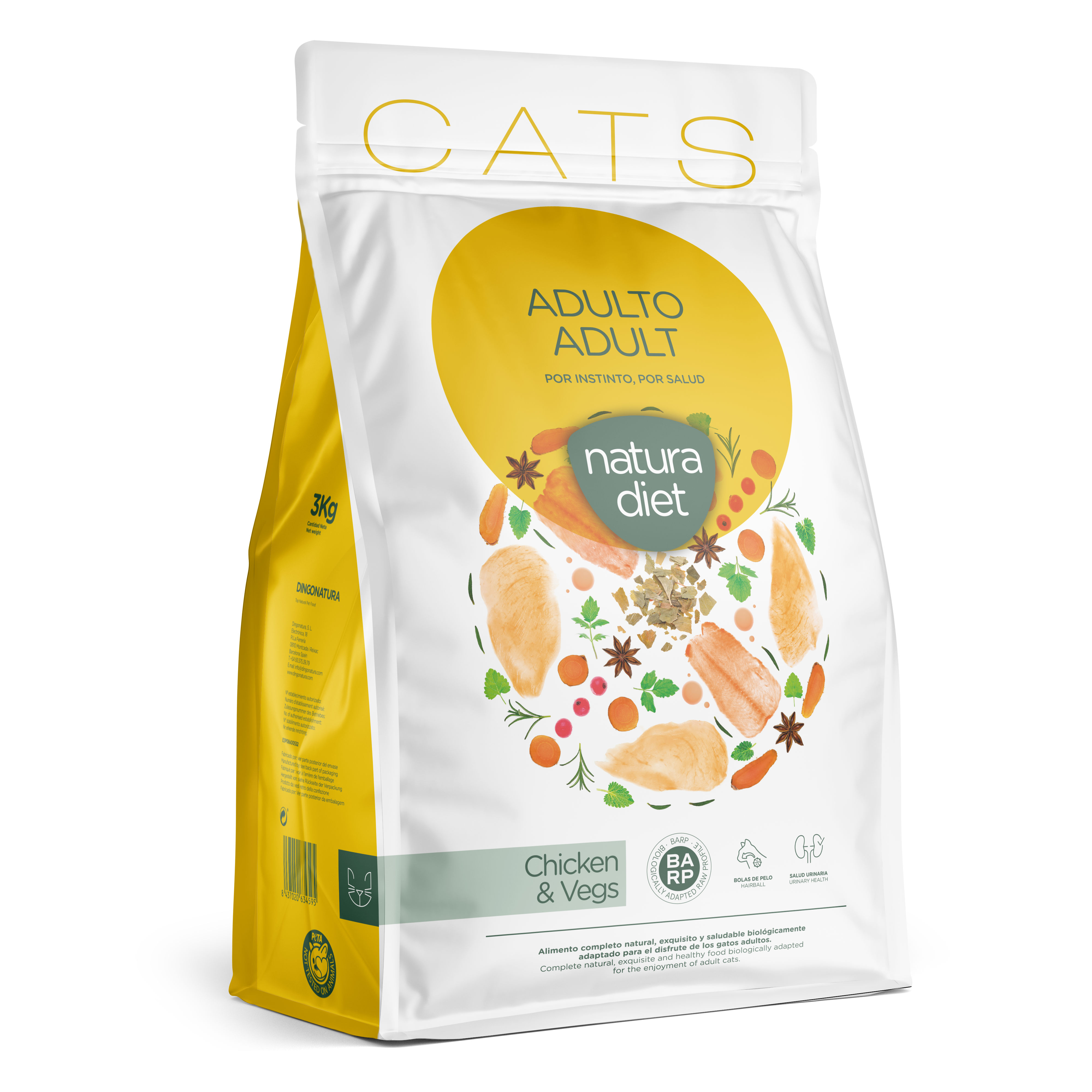 Natura diet Adulte poulet 3Kg - aliment naturel pour chat adulte